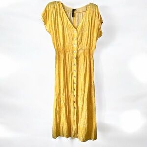 Women’s Yellow Button Up Dress Size M